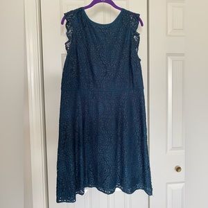 LOFT lace dress, dark teal green, size 14
